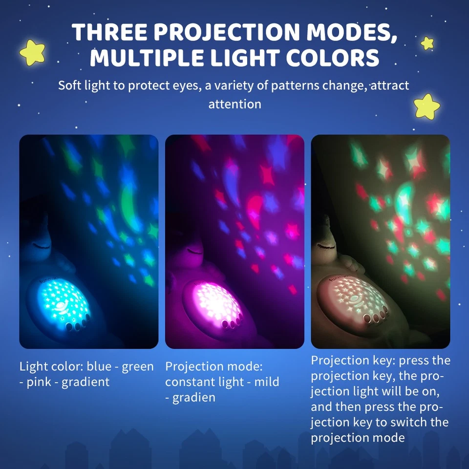 Kuscheltier Spieluhr Baby mit Projektion Einschlafhilfe für Kinder Nachtlicht - Bild 4 von 4