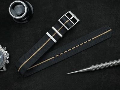18 | 20 | 22 mm Nato Strap Uhrenarmband Heavy Duty Twill Nylon Schwarz Beige