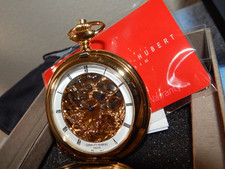 New Charles Hubert 3904-G Gold Plated Double Hunter Manual Pocket Watch Box
