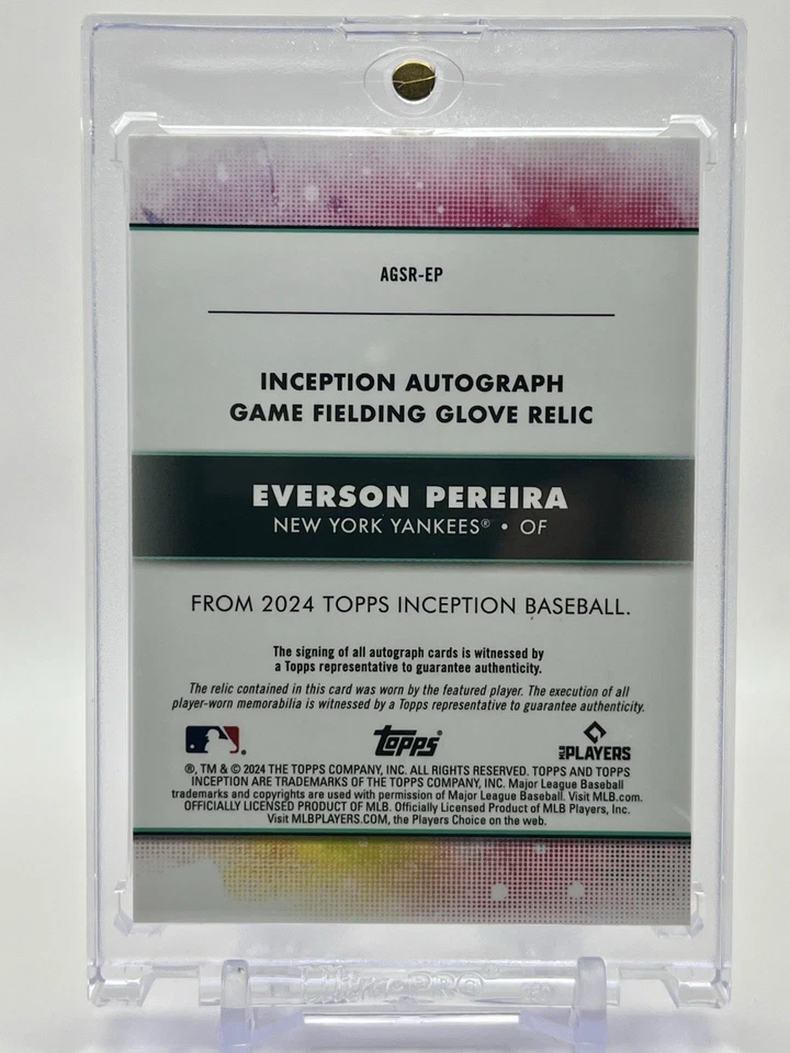 2024 Topps Inception EVERSON PEREIRA Rookie Glove Relic Auto RC Yankees 18/25 - Image 2 of 4