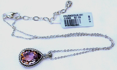 NWT Brighton Your True Colors Courageous Pink Heart Crystal Reversible Necklace