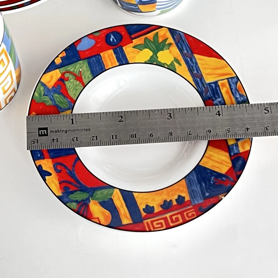 Elegante juego de espresso de 6 tazas y platillos Demitasse, diseño geométrico abstracto de 3 oz Foto 4 de 4