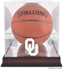 Oklahoma Sooners Mahogany Antique Finish Basketball Display Case w/ Mirror Back