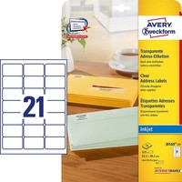 Avery Zweckform Transparente Adress Etiketten 63,5 X 38,1Mm 525 Etiketten