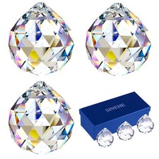 Clear Crystal Prism Ball Suncatchers, 40MM Window Prisms, 3 Pack