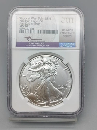 2023 (W) Silver Eagle NGC MS 70 First Day of Issue Mercanti Signed