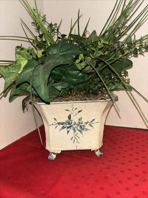 Artificial Plant Vine In Metal Ornate Pot- Estate Find