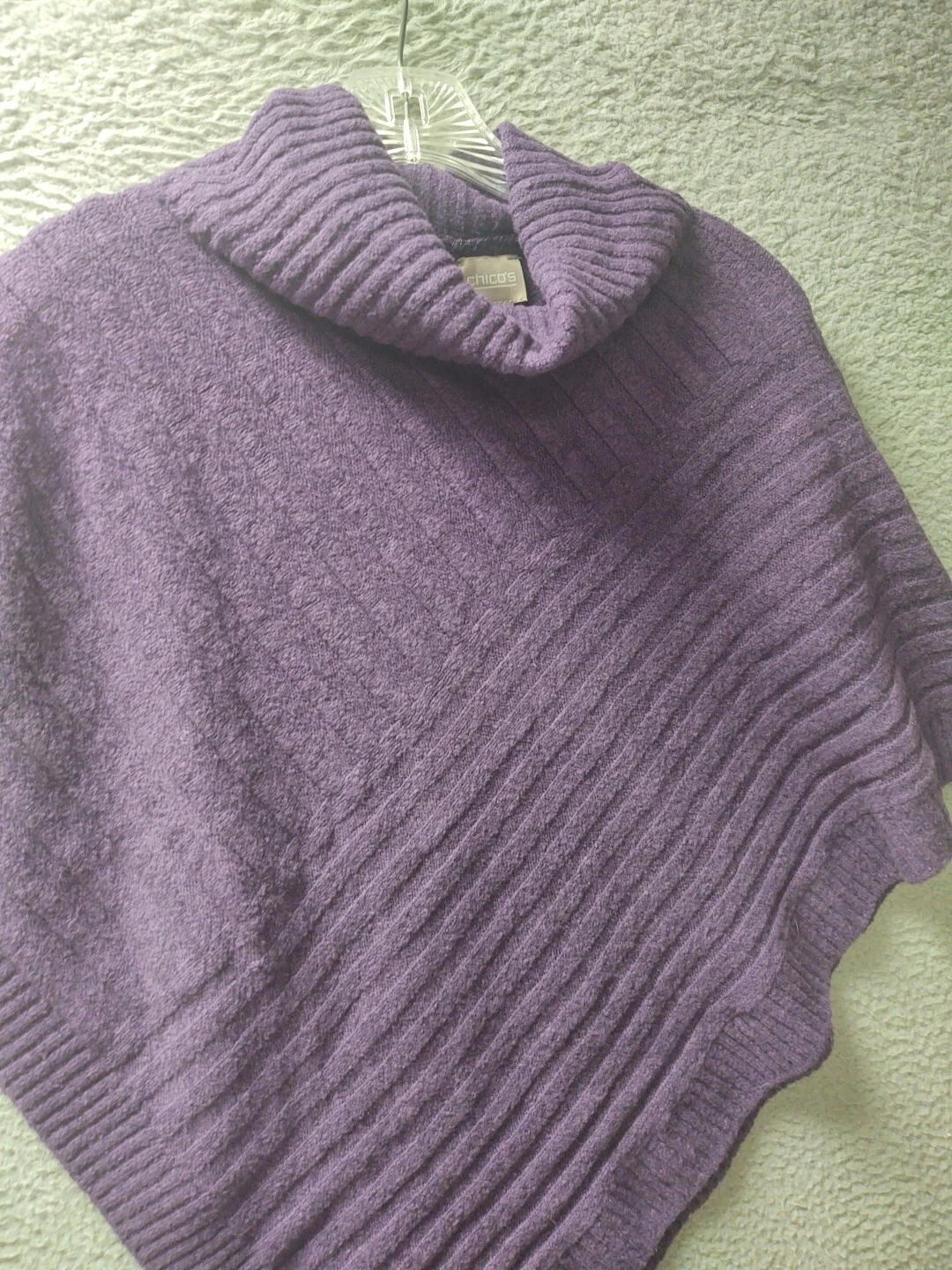 Chicos Poncho Sweater Womens Small/Medium Purple Pullover Cardigan