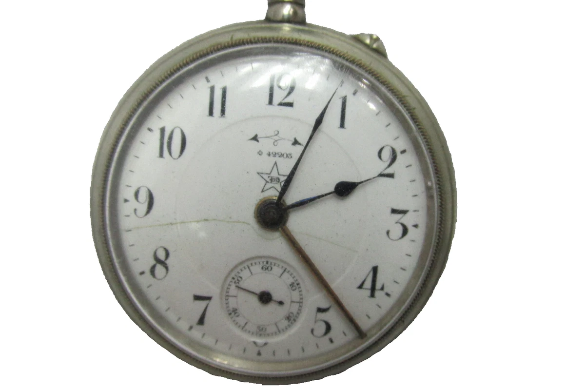 Reloj de Bolsillo Militar Eterna Funciona con Alarma Cara Abierta Art Deco Ni...
