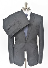VERSACE COLLECTION Gray Wool Slim 2 Btn Suit 42 R EU 52 Drop 8 fits 40 R NWT