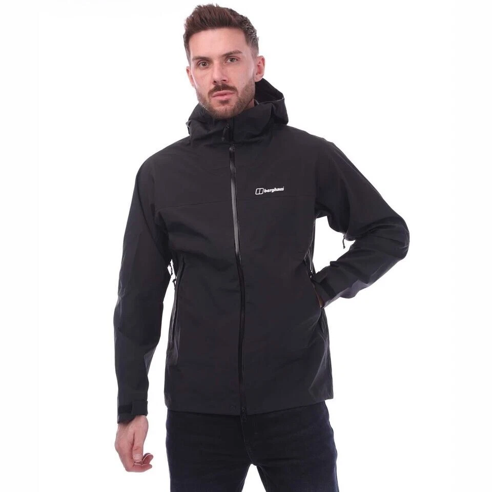 MEN'S BERGHAUS HIGHLAND STORM 3L WATERPROOF BREATHABLE HIKING BLACK COAT JACKET