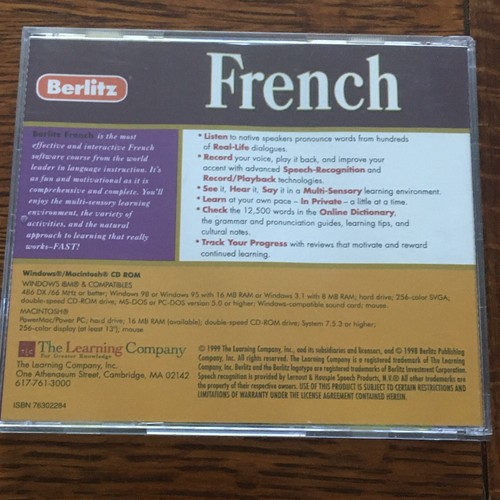 Berlitz French Interactive CD-ROM Win/Mac 1999 2 CD set Record/Playback - Picture 4 of 4