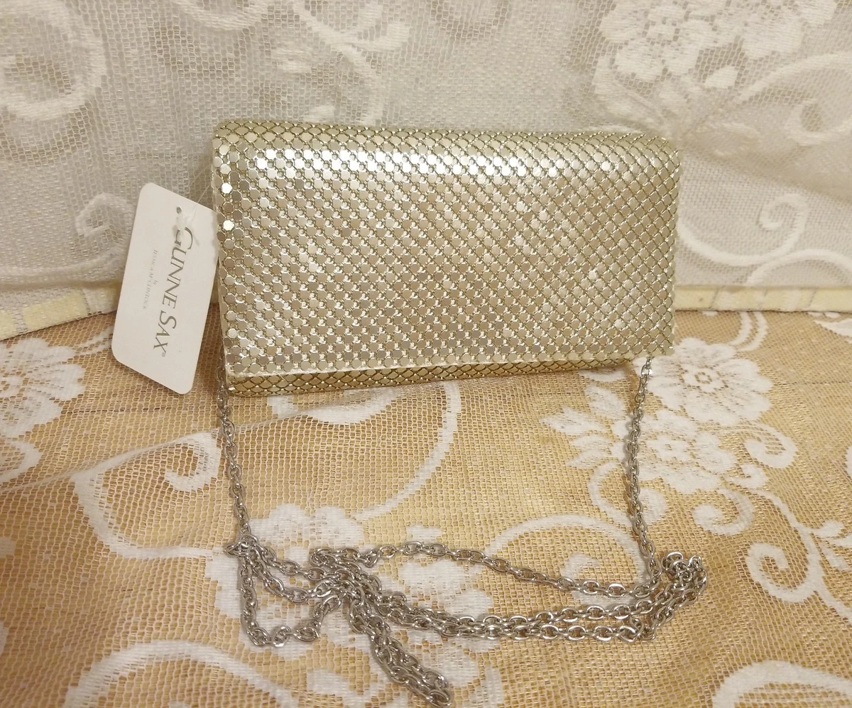 Gunne Sax Special Occasion Bag Purse Metal Mesh Clutch w chain
