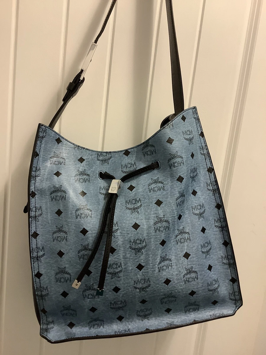 Mcm Blue Small Leather Tote Bag