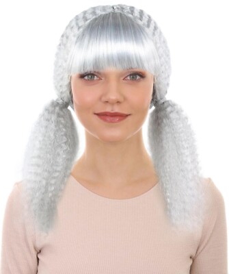 Adult Women's Fancy Party Event Ready Doll Wig Silver grey Color,HW-2041A