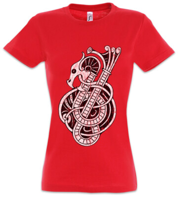 Nordic Dragon Damen T-Shirt Vikings Odin Valhall Odhin Tree of Valhalla Thor