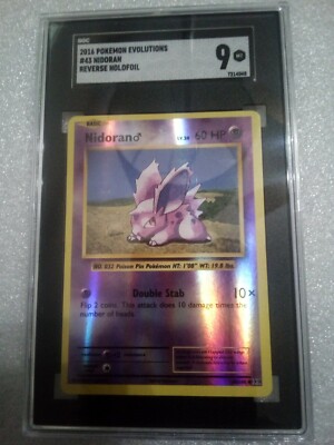 VERY RARE 2016 Pokemon Evolutions NIDORAN 43/108 Reverse Holofoil SGC 9  Mint