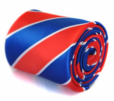 Burnt orange and navy blue barber stripe tie - Frederick Thomas Handmade Mens Ties