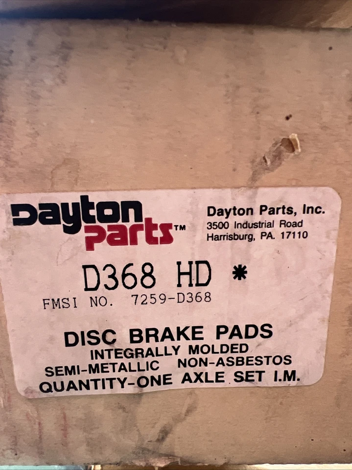 Pastillas de freno de disco Dayton. 7259-D368 Semi Metálico-sin amianto Hecho en EE. UU. Foto 2 de 4