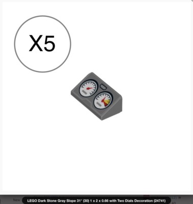 Lego 5 Dark Bluish Gray Slope with Two Dials / Vehicle Car Odometer Decoration