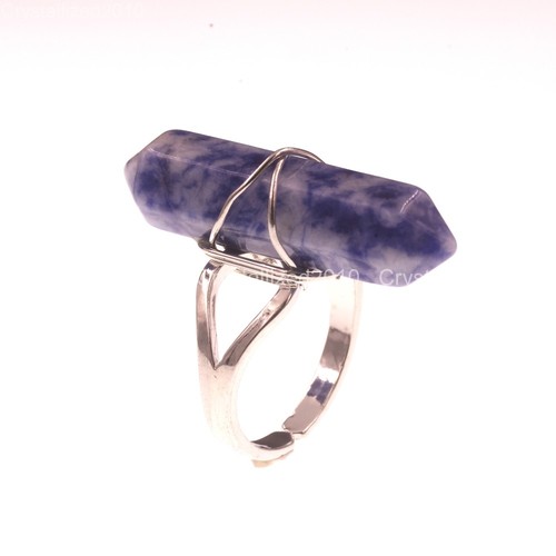 Natural Gemstones Hexagonal Pointed Reiki Chakra Beads Adjustable Ring Healing - Picture 46 of 63