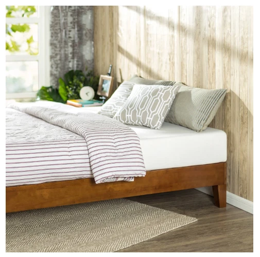 Marco de cama tamaño queen plataforma de madera maciza granja moderna misión de mediados de siglo Foto 2 de 4