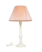 LAMPADA GRANDE LUME IN LEGNO AVORIO DA TAVOLO PARALUME SALMONE ORGANZA H 53 CM