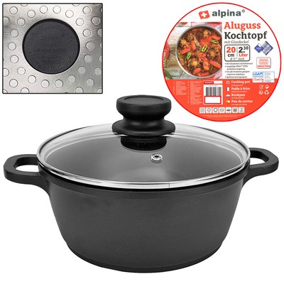 Alpina Kochtopf Aluguss Topf 2 3l 20cm Glasdeckel Antihaft Kuchentopf Induktion Ebay