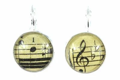 Noten und Violinschlüssel Ohrringe Cabochon Miniblings Beethoven Partitur 16mm - Bild 1 von 4