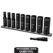 3/8 In. Drive Thin Wall Metric Deep Metric 6-Point Impact Socket Set (10-Piece)