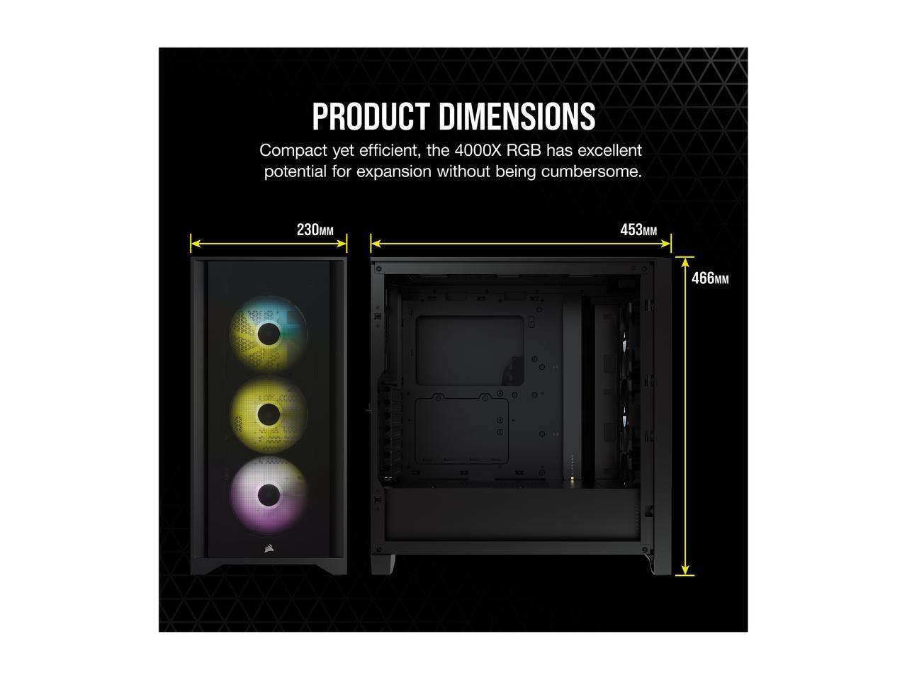 Corsair iCUE 4000X RGB ATX Mid Tower Computer Корпус для ПК черный 3x120 мм RGB вентиляторы