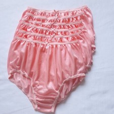 6pc Orange Nylon Panties Underwear Silky Soft Smooth Briefs High Waist 30"-36" L