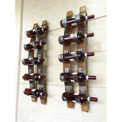 #ad Wine Barrel Stave 5 Bottle Holder Wine Rack Wine Rack Wall Mount Whiskey $180.00