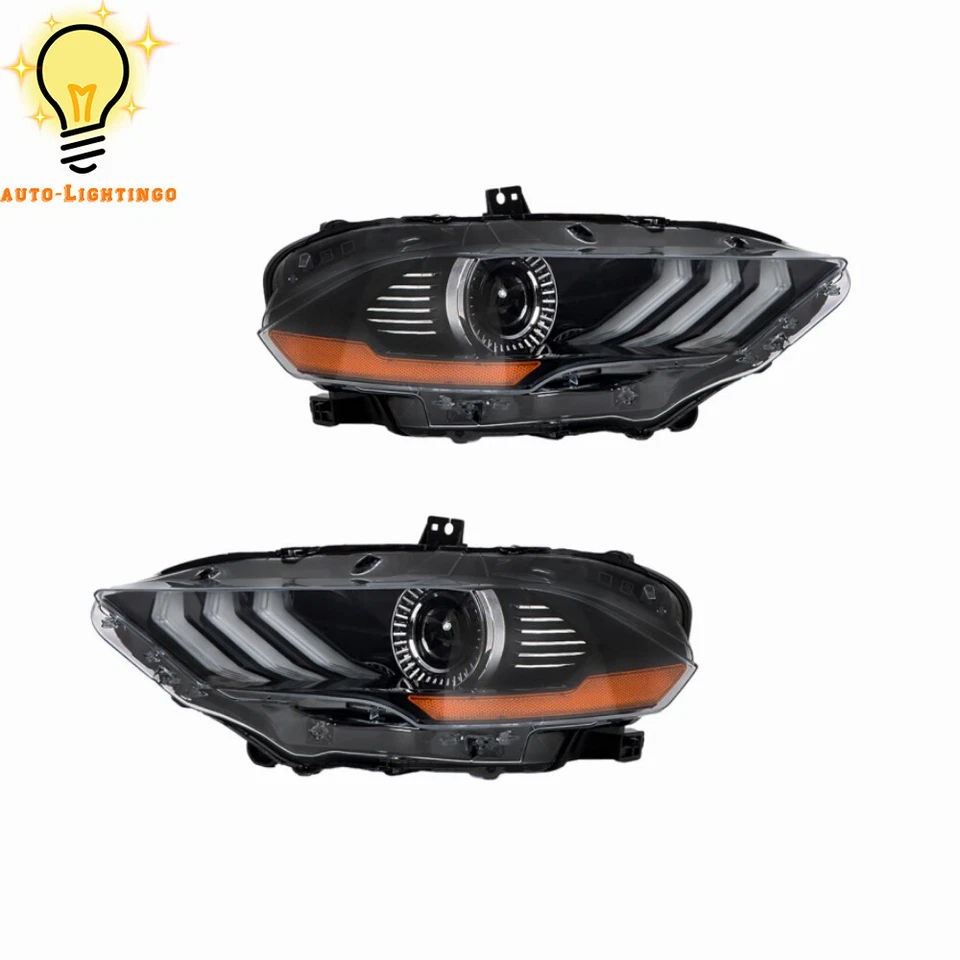 Faros delanteros negros para Ford Mustang 2018-2020 lado izquierdo y derecho LED con faros DRL Foto 2 de 4