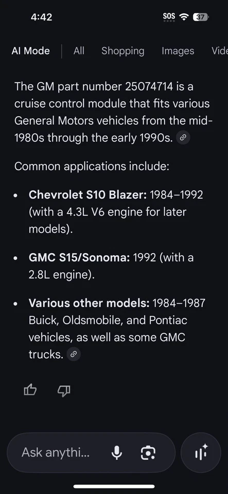 New OEM GM 25074714 Cruise Control Module Fits Chevy Blazer 1984-92 GMC Sonoma - Image 2 of 4