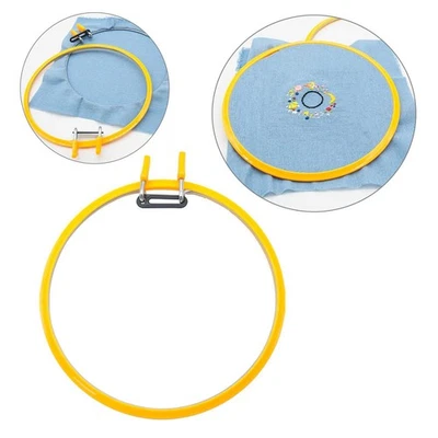 Cerceau de Broderie En Plastique Réglable Rond 22cm Couture Anneau de Cadre de - Photo 1/4