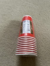 10 Red Paper Recycable Cups 16oz 47cl Jena Brand New Still In Packaging
