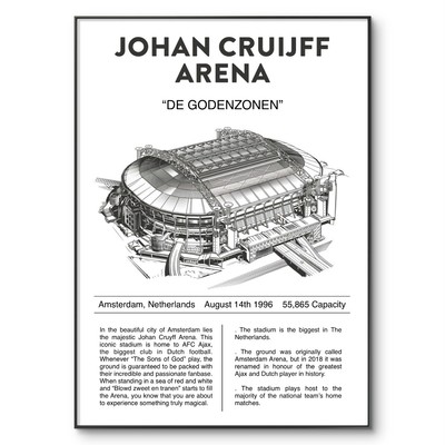 Ajax Fußball Poster, Johan Cruyff Arena Poster, Ajax Stadium, A4Print Geschenk