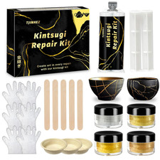Kintsugi Repair Kit, Food Safe Gold Silver Kintsugi Kit for Broken Ceramics, G