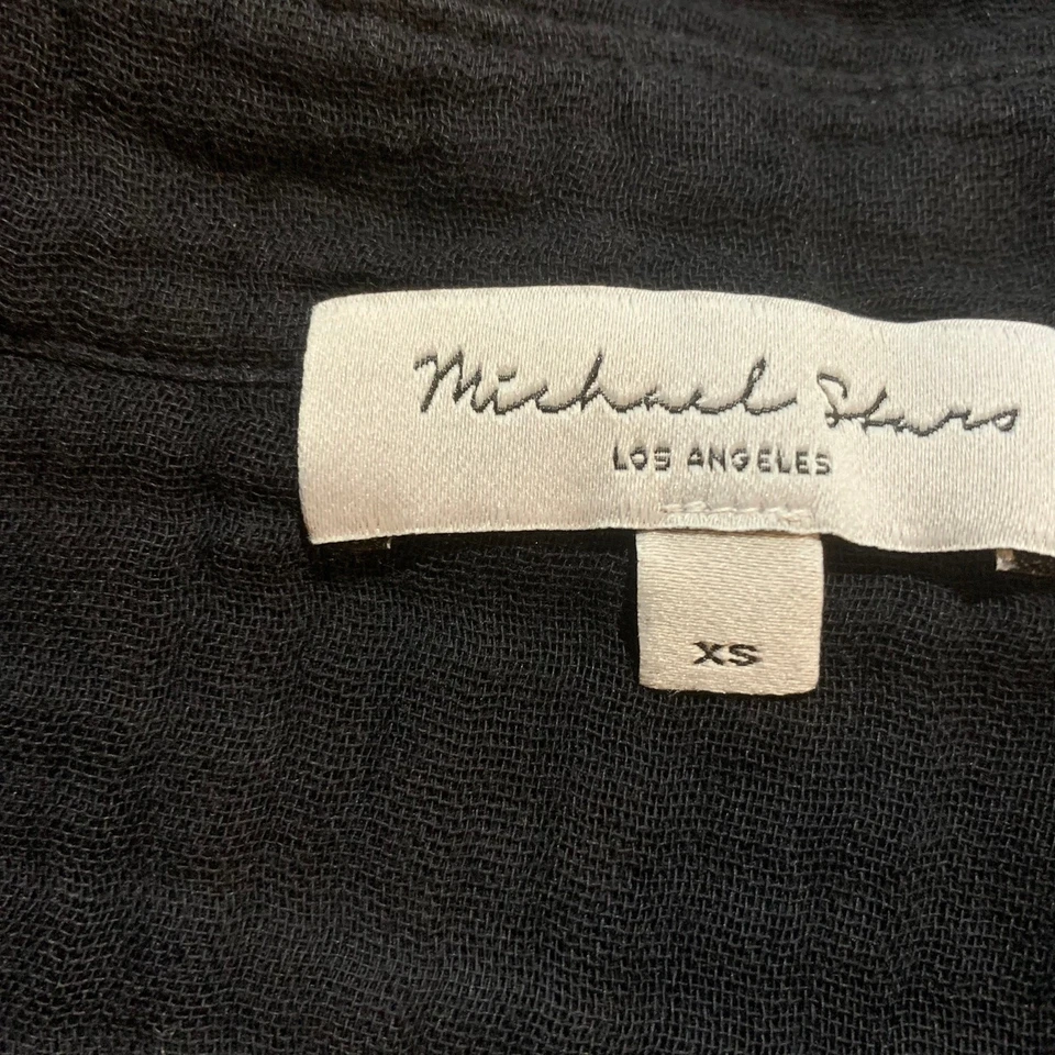 Michael Stars Monique Sz XS Black Sleeveless Double Gauze Button Front Blouse - Image 3 of 4