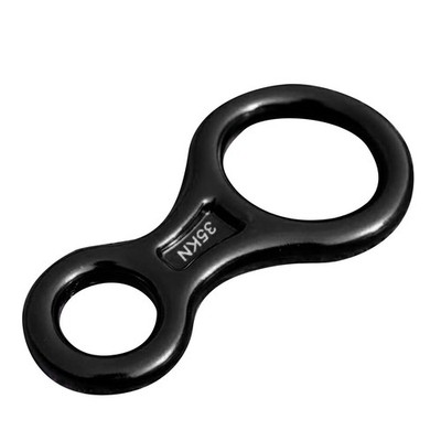 Black 35KN Figure 8 Descender Belay Device For Tree Felling, Aerial Work Outdoor