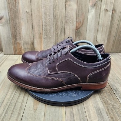 Johnston & Murphy Wingtip Oxford Shoes Mens size 10 Mahogany Leather 59-1264
