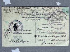 1945 USA WWII Prisoner of War  POW Postcard German Pow, Joseph T. Robinson