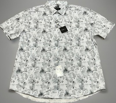 NWT AWEARNESS Kenneth Cole XXL Gray Abstract Slim Fit Shirt