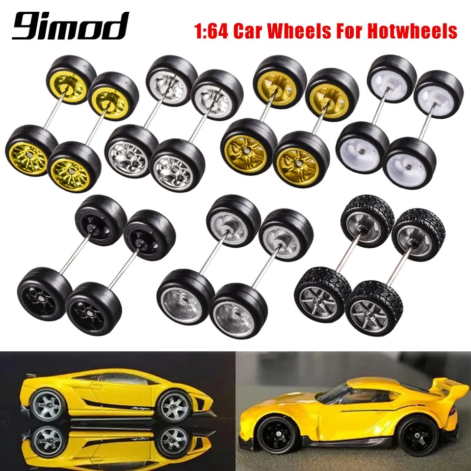 RC Alloy Car Wheels Rubber Tyre 11mm Rims Tires Set for Hot Wheel 1/64 Car - Bild 3 von 4