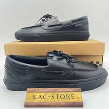 VANS 2 Eyelet Natural Leather V176CF BLACK/BLACK Men's Shoes tom08