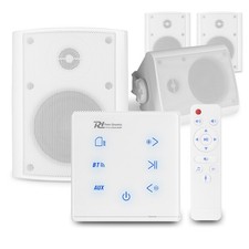Image of A100W Wall Speaker System, Touch Screen Bluetooth Amplifier with 4x BGO40 White