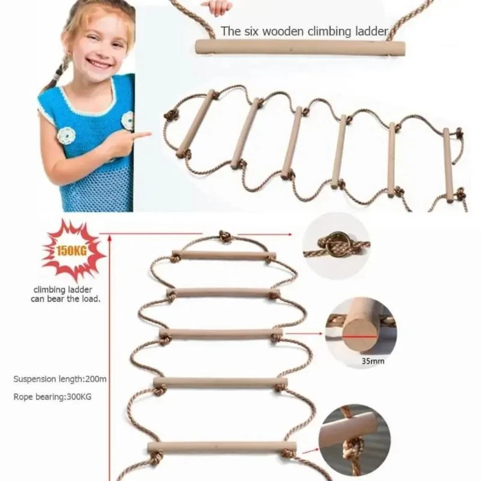 Children Climbing Rope Ladder Garden Playground Hanging Step Ladder Swing Rope - Image 2 of 4