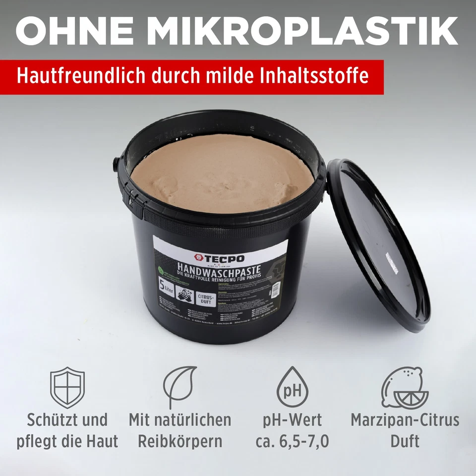 TECPO HANDWASCHPASTE 5L WERKSTATT HANDREINIGER REINIGUNGSPASTE HANDSEIFE CITRUS - Bild 4 von 4