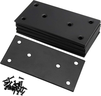 TAICHEUT 10 Pack 4'' x 2'' Stainless Steel Mending Plates Black, 2mm Thick Heav...